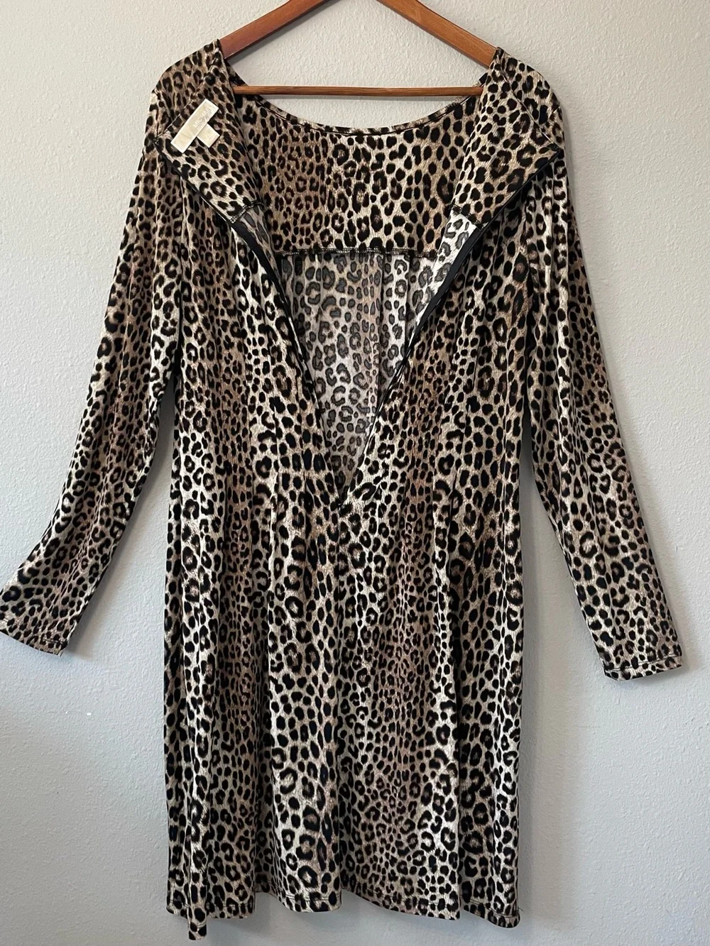 MICHAEL Michael Kors XL Leopard Print Long Sleeve Fit and Flare Dress